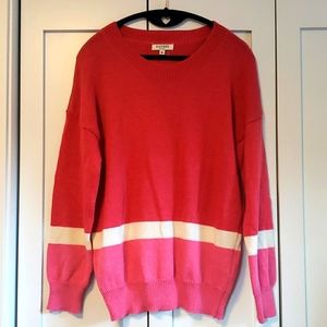 Red & Pink Colorblock Long Sleeve Sweater